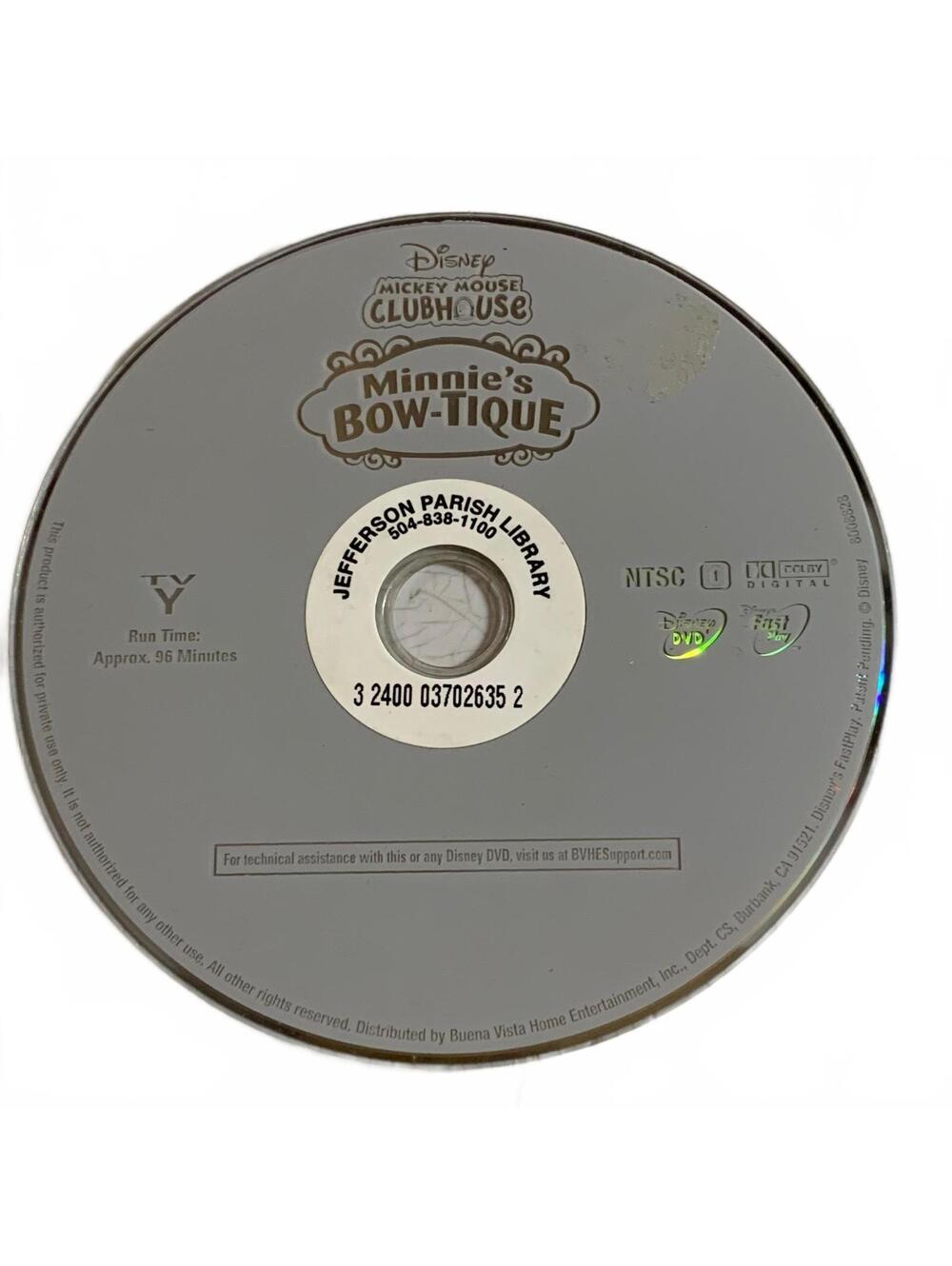 Disney Mickey Mouse Clubhouse Minnie's Bow-Tique DVD Disc Only NTSC 96 Min
